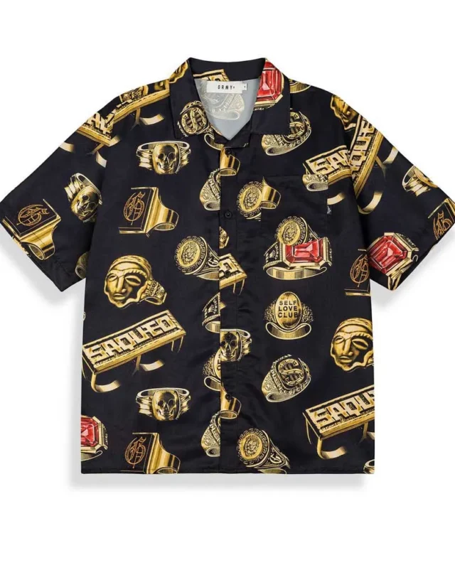 GRIMEY THE OG TOUR BUTTON UP SHIRT BLACK GHS797-BLK