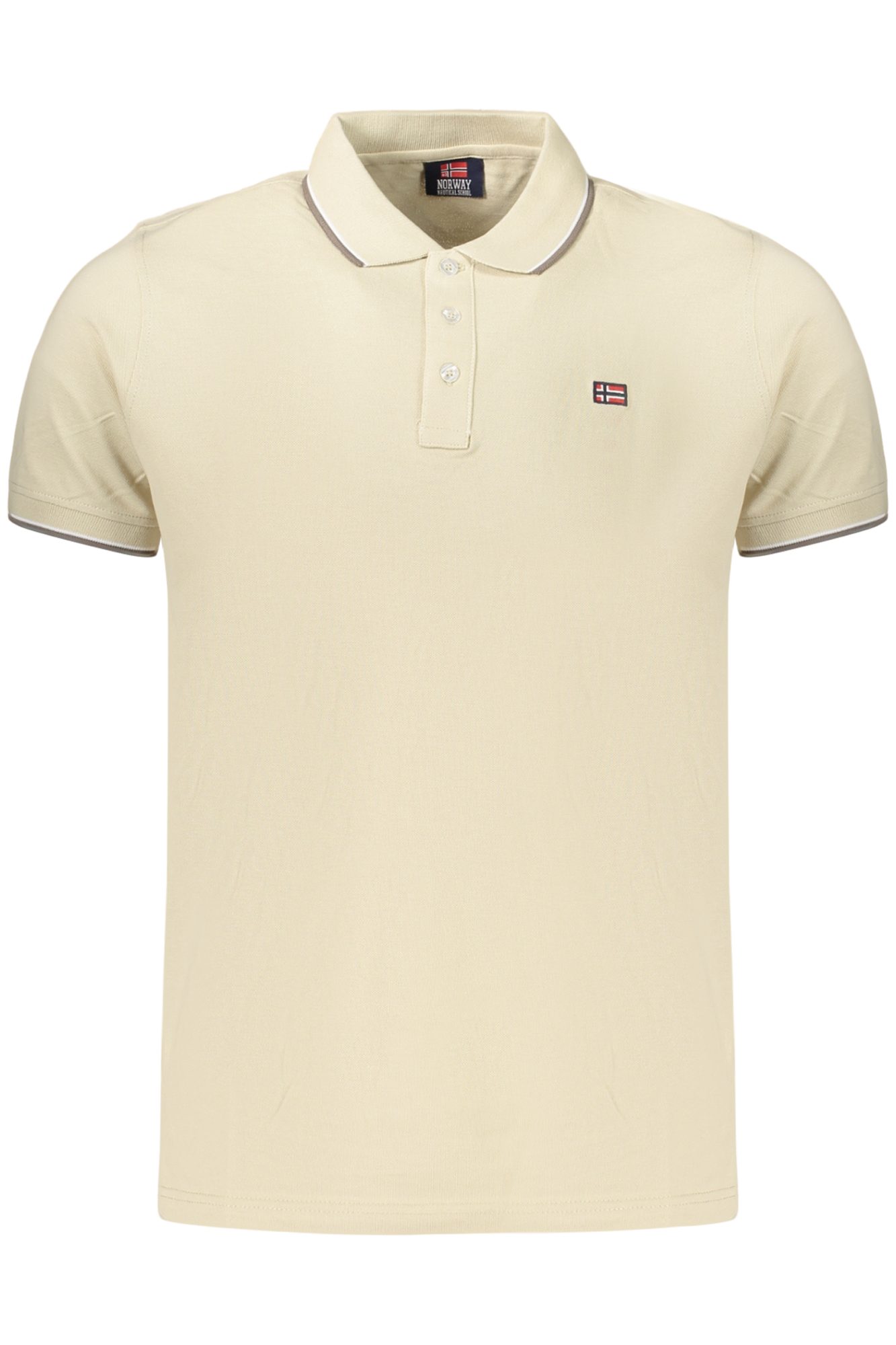 norway1963polomanichecorteuomobeige_1 NORWAY 1963 MEN'S SHORT-SLEEVE POLO SHIRT, BEIGE - Image 1