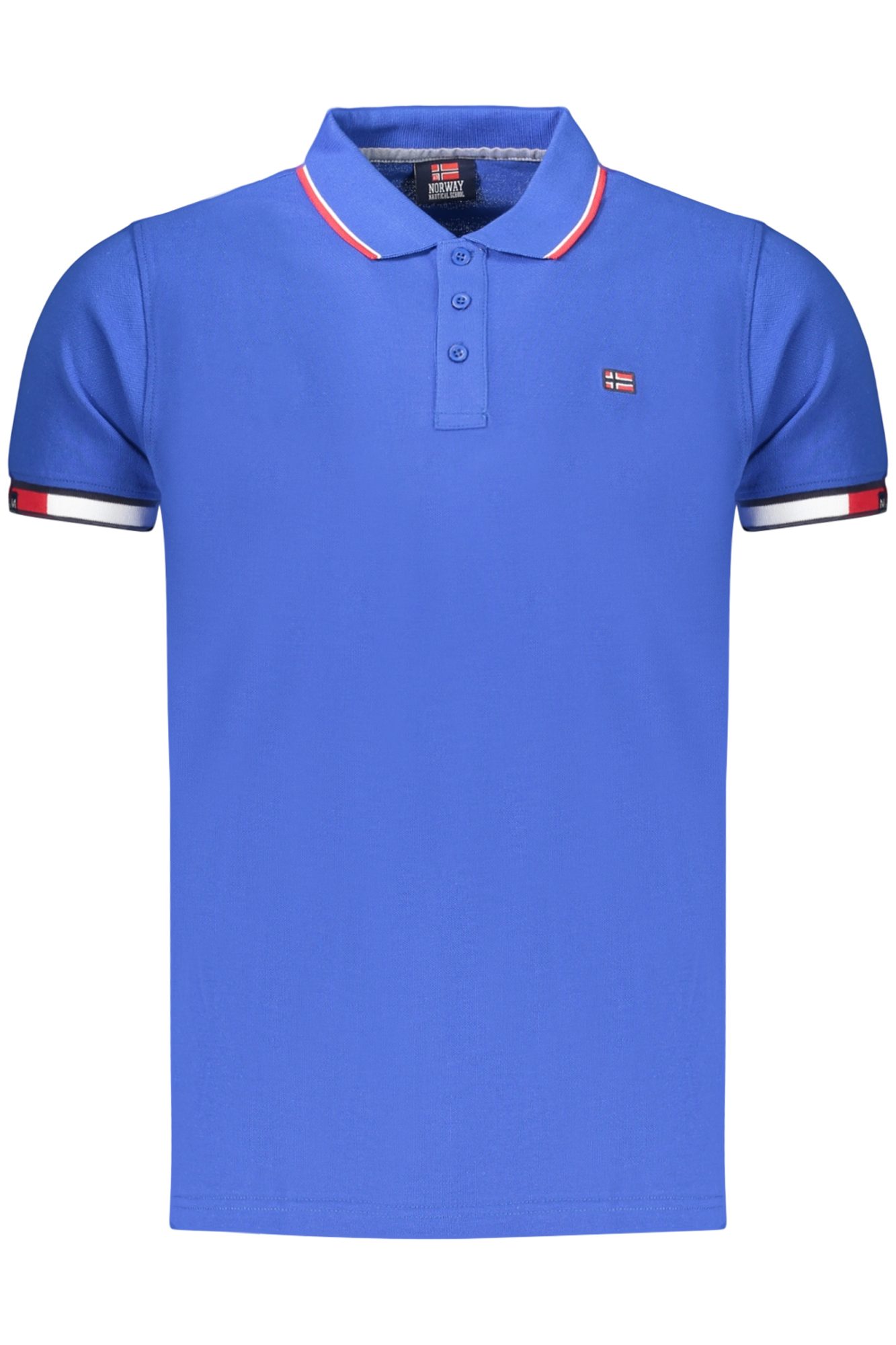 norway1963polomanichecorteuomoblu_1 NORWAY 1963 MEN'S SHORT-SLEEVED POLO SHIRT, BLUE - Image 1