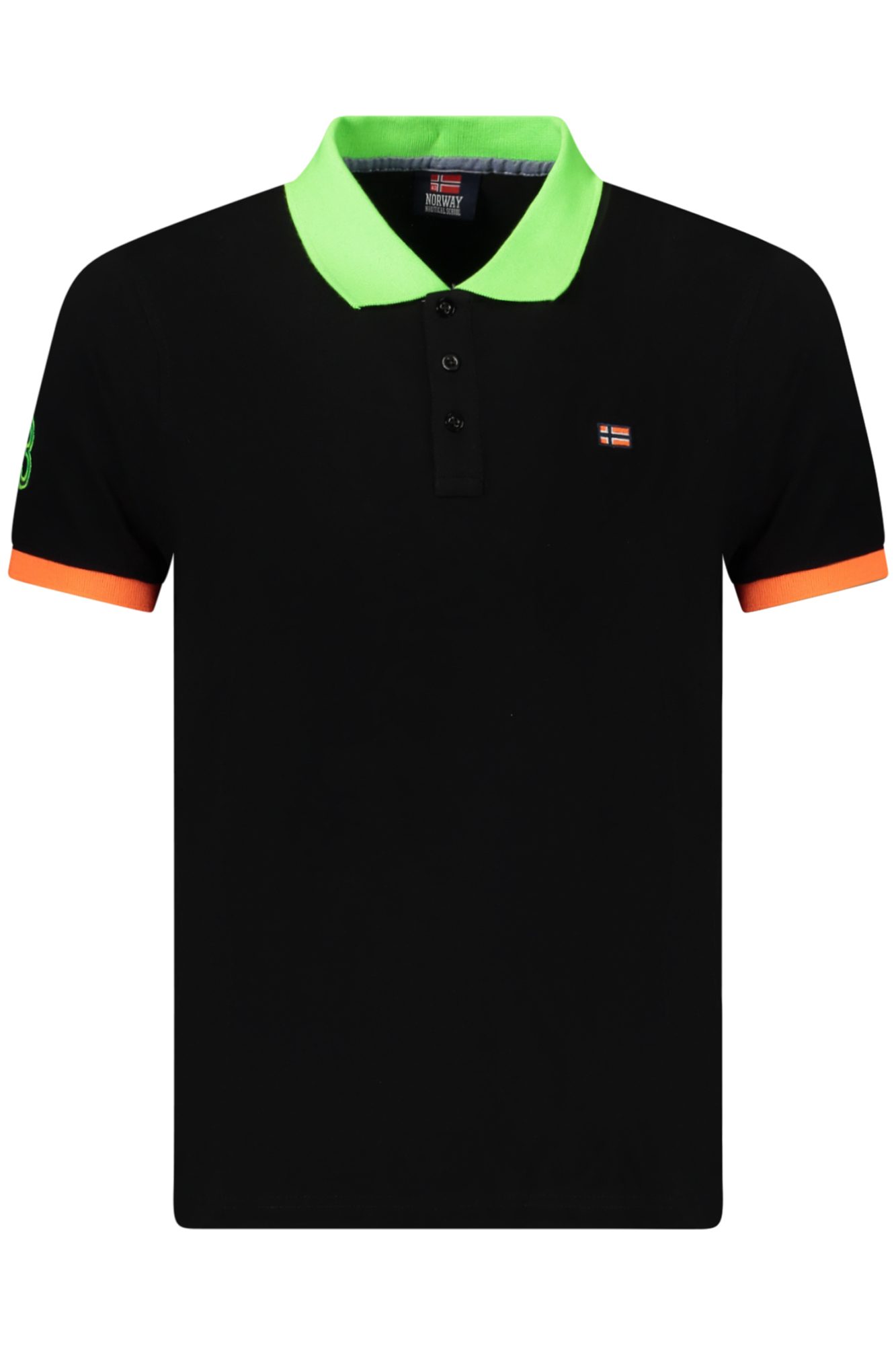 norway1963polomanichecorteuomonero_1 NORWAY 1963 MEN'S SHORT-SLEEVED POLO SHIRT, BLACK - Image 1