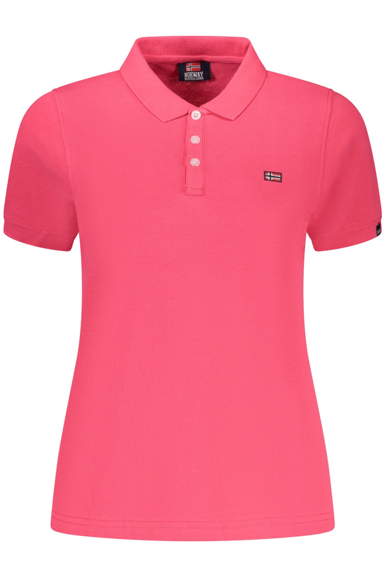 norway1963polomanichecortedonnarosa_1 NORWAY 1963 WOMEN'S PINK SHORT-SLEEVE POLO SHIRT - Image 1