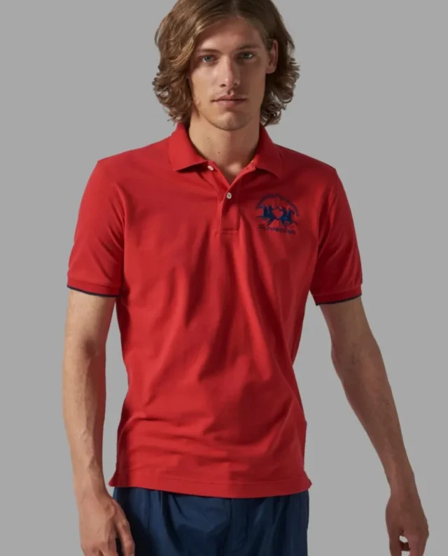 LA MARTINA RED SHORT SLEEVED POLO SHIRT CCMP01 PK001 - LA MARTINA