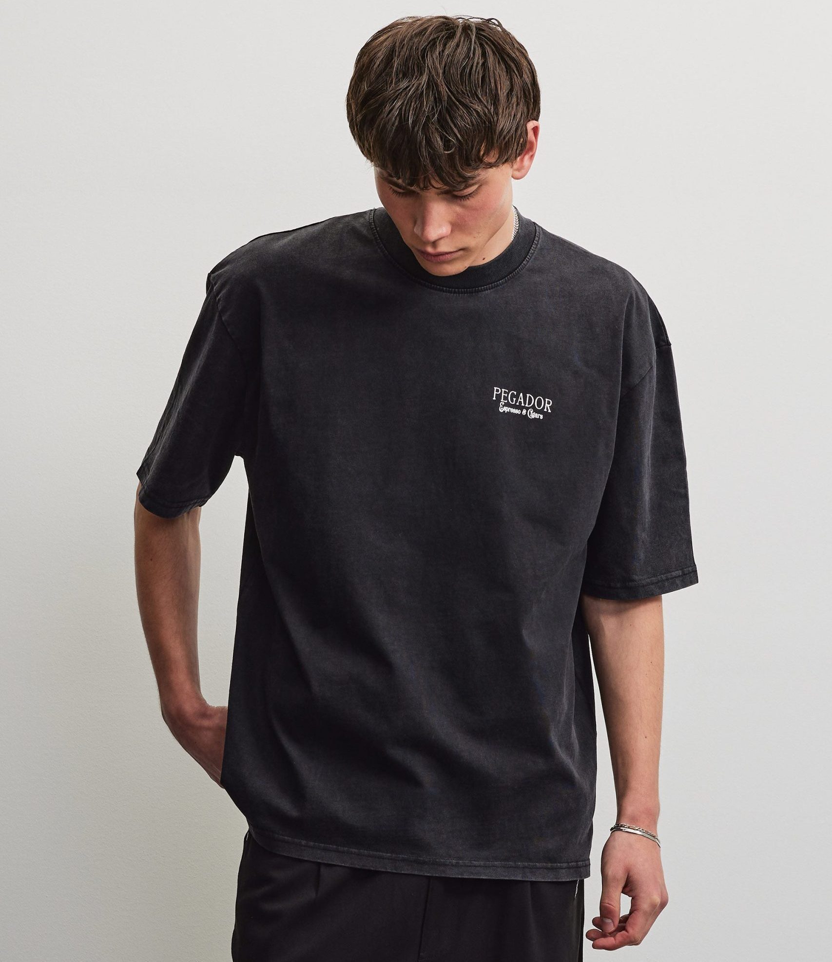 PEGADOR DRAGOR OVERSIZED TEE VINTAGE BLACK PGDR-7094-065 - Image 1