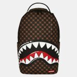 SPRAYGROUND SHARKS IN PARIS WTF BUBBLE BROWN CHECK BACKPACK B8634 46 x 15 x 29 cm