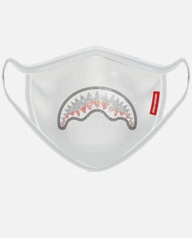 SPRAYGROUND ADULT TRINITY SHARK FORM FITTING FACE MASK WHITE - SPRAYGROUND