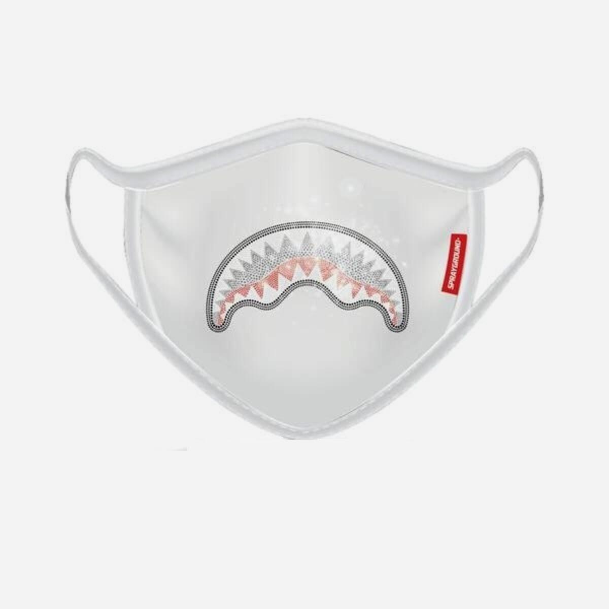 SPRAYGROUND ADULT TRINITY SHARK FORM FITTING FACE MASK WHITE - SPRAYGROUND
