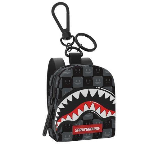 SPRAYGROUND SHARKS IN PARIS WTF BUBBLY BLACK CHECK BACKPACK KEYCHAIN K9317 7.5 cm x 9 cm x 3.8 cm