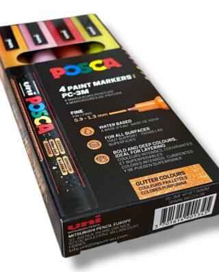 Posca PC-3ML Fine Markers 4 pcs. Set 0.9-1.3mm Glitter Warm Sparkling Color - POSCA