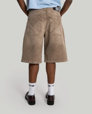 HOMEBOY X-TRA BAGGY DYE DENIM SHORTS WASHED BROWN 01SH0385BRN-92 - HOMEBOY