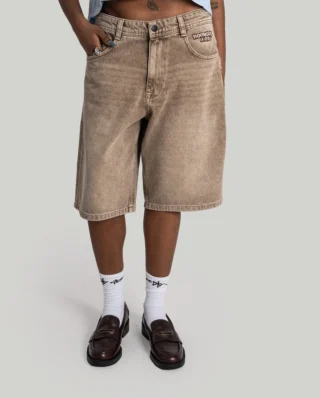 HOMEBOY X-TRA BAGGY DYE DENIM SHORTS WASHED BROWN 01SH0385BRN-92
