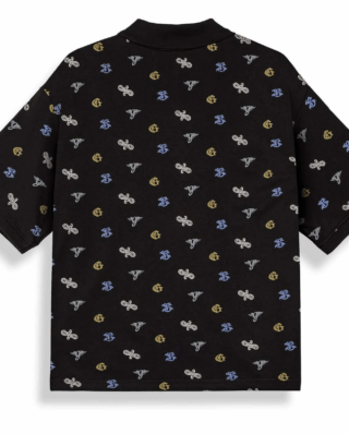 GRIMEY CHIEF WATCHER ALL OVER PRINT POLO SHIRT BLACK GAPLS784-BLK - GRIMEY