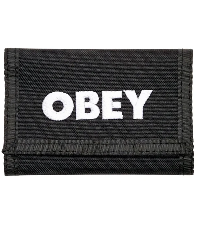 OBEY BOLD LOGO TRIFOLD WALLET BLACK
