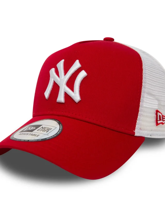 New Era 9FORTY New York Yankees Clean Red A-Frame Trucker Cap 11588488