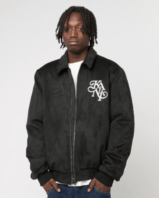KARL KANI LEGACY FAUX SUEDE BOWLING JACKET BLACK KM254-037-1