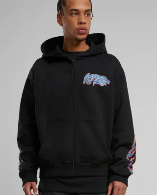 FORGOTTEN FACES HOODED GUY OVERSIZE ZIP HOODY BLACK FOF0159-00007 - FORGOTTEN FACES