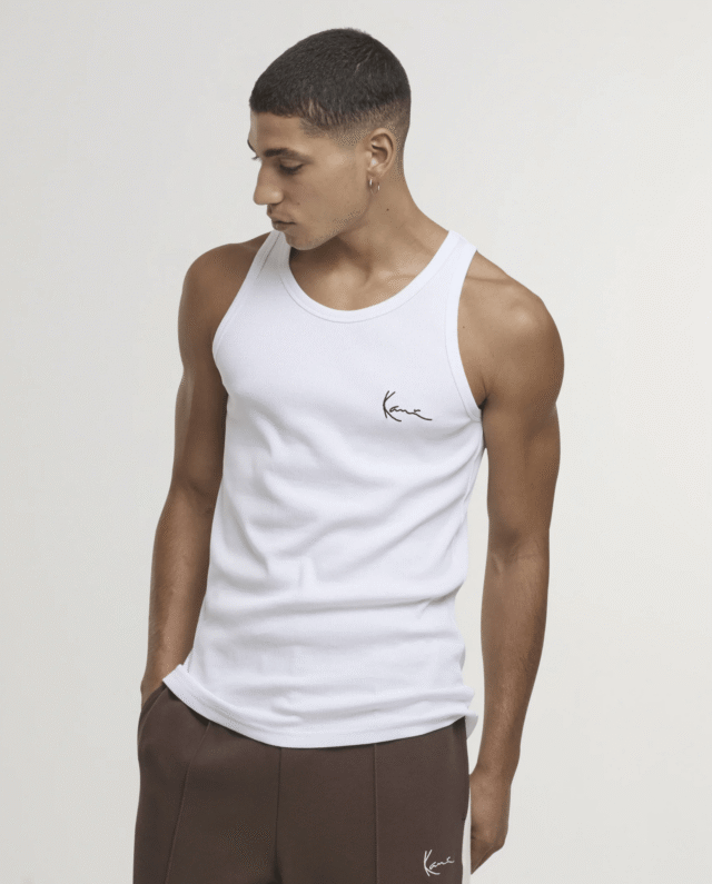 KARL KANI SIGNATURE RIB TANK TOP WHITE KM261-001-1