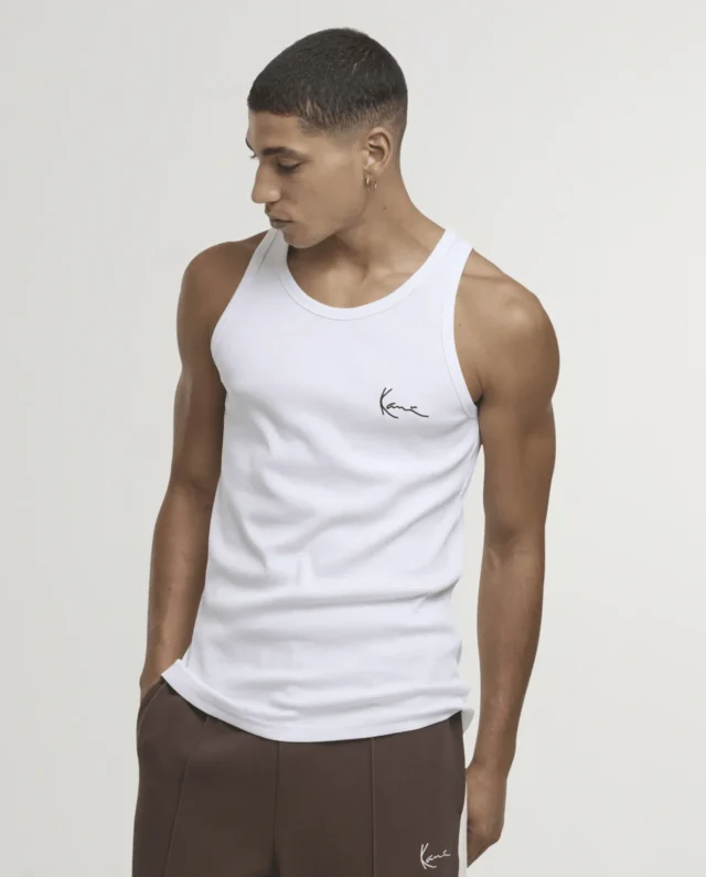 KARL KANI SIGNATURE RIB TANK TOP WHITE KM261-001-1
