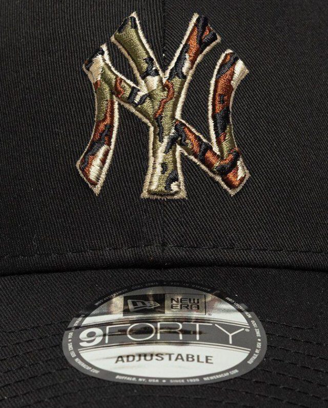 1c89a232fd8b467284a2a6705de06a91 New Era New York Yankees MLB Outline Camo Black 9FORTY Cap 60771853 - NEW ERA