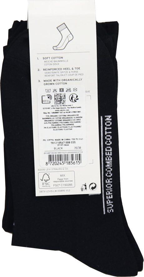 LEVIS SHORT CUT LOGO SPORT SOCKS 2-PACK BLACK 37157-0666 - Image 4