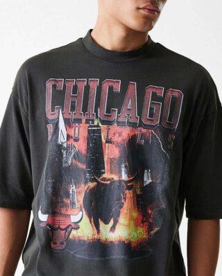 New Era Chicago Bulls NBA Washed Graphic Grey T-Shirt 60684355 - NEW ERA
