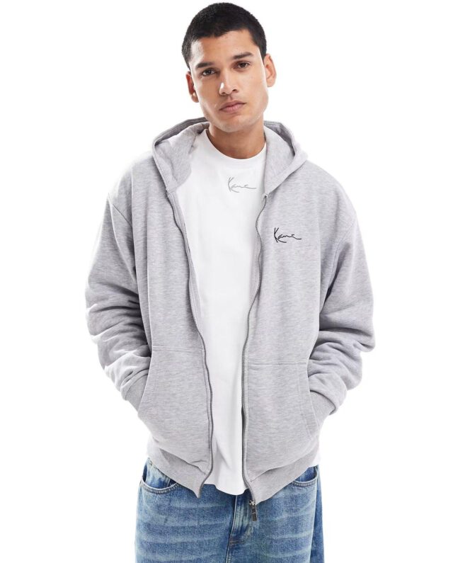 Karl Kani Chest Signature Essential Os Zip Hoodie Ash Grey KM-ZH021-013-03