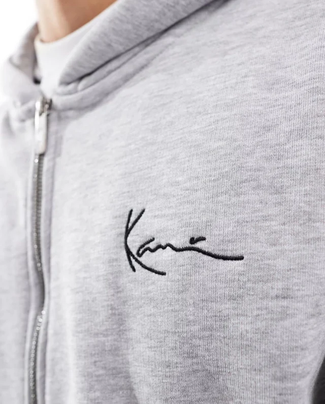 Karl Kani Chest Signature Essential Os Zip Hoodie Ash Grey KM-ZH021-013-03 - KARL KANI