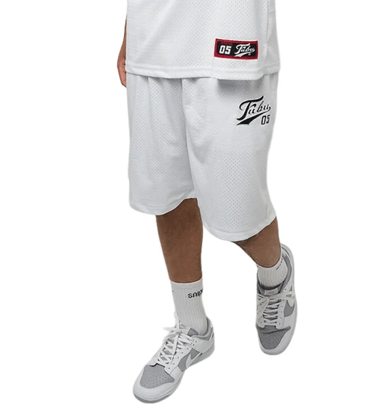 FUBU VARSITY MESH SHORTS WHITE/BLACK FM232-005-3