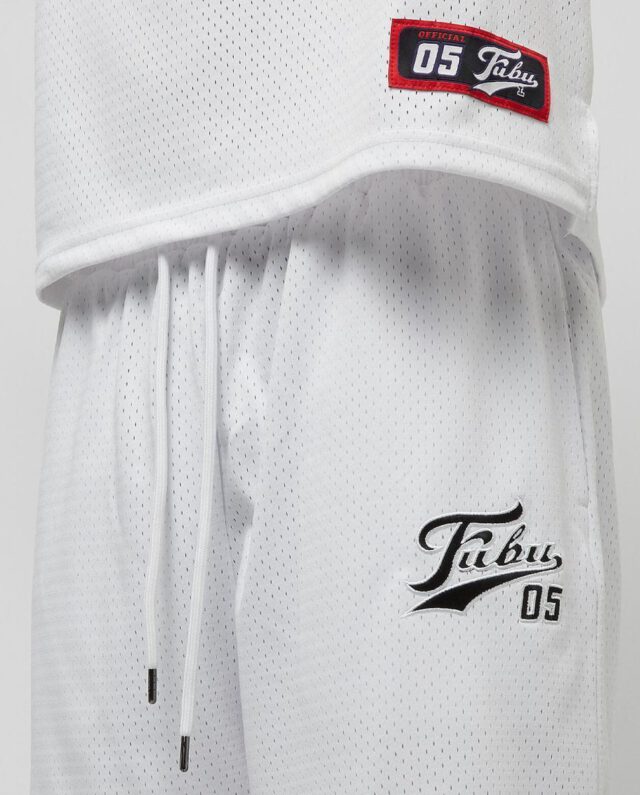 FUBU VARSITY MESH SHORTS WHITE/BLACK FM232-005-3 - FUBU