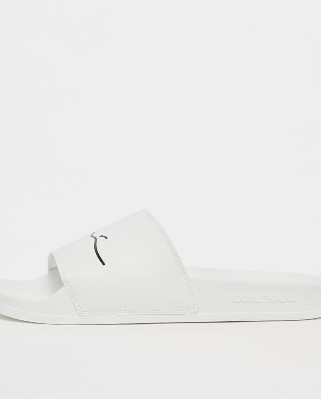 KARL KANI SIGNATURE POOL SLIDE WHITE/BLACK KKSLDSW000001 - KARL KANI