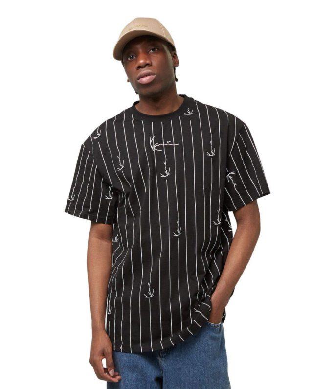 Karl-Kani Small Signature Logo Prinstripe Tee Black / White KM242-004-2