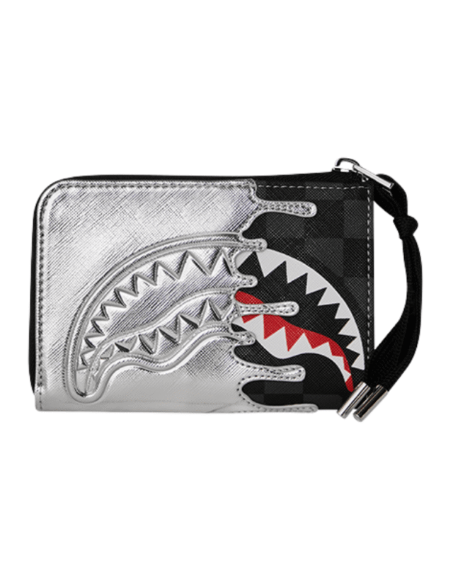 SPRAYGROUNDSILVER SIDE DRIP BLACK CHECK WALLET W8931 11.5 cm x 7.5 cm x 2 cm