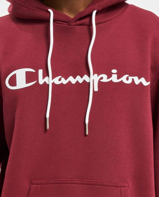 CHAMPION LEGACY SCRIPT LOGO PRINT COTTON TERRY HOODIE 2214743 CHA VS516 BURGUNDY RED - Champion