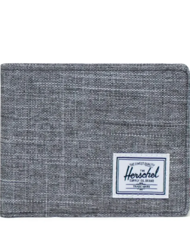 HERSCHEL SUPPLY ROY WALLET RAVEN CROSSHATCH 30072-00919-OS 3.50"(H) x 4.50"(W) x 0.50"(D)