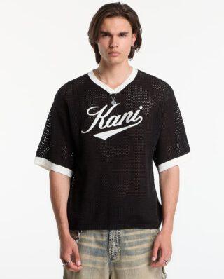 KARL KANI MAN CURSIVE VARSITY CROCHET BOXY BLACK KM262-021-1