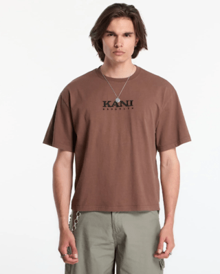 KARL KANI RETRO STENCIL BOXY T-SHIRT BROWN KM262-041-1