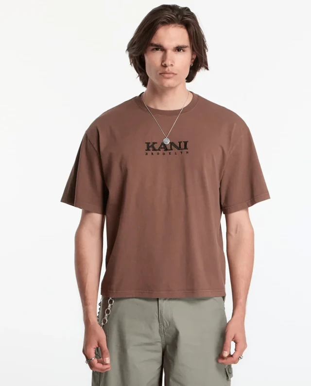 KARL KANI RETRO STENCIL BOXY T-SHIRT BROWN KM262-041-1