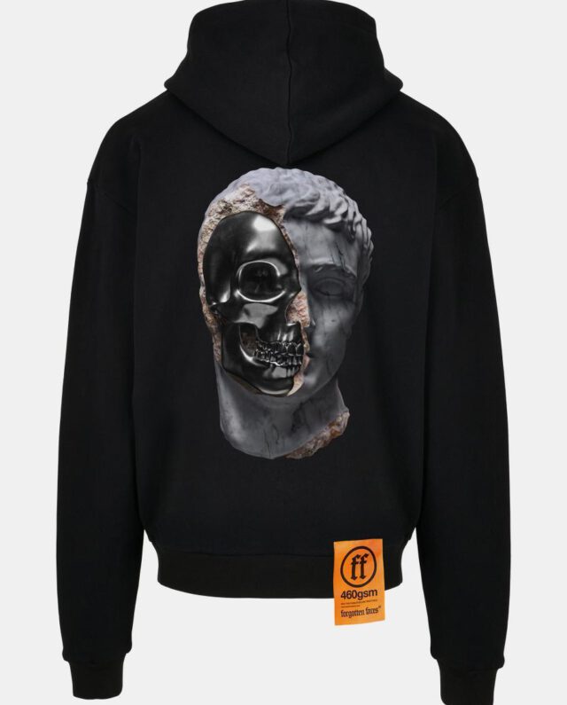 Forgotten Faces Sliced Ultra Heavy Cotton Box Oversized Hoodie Black FOF0087-00007 - FORGOTTEN FACES