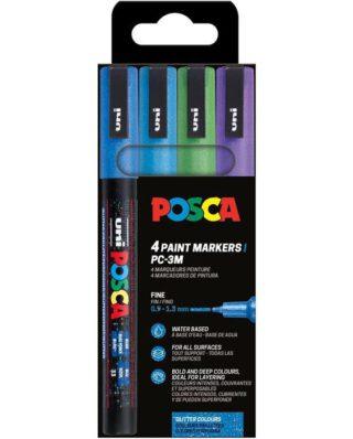 Posca PC-3ML Fine Markers 4 pcs. Set 0.9-1.3mm Glitter Cool Sparkling Color