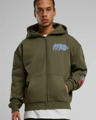 FORGOTTEN FACES COURAGE DEFINES OVERSIZE ZIP HOODIE OLIVE FOF0161-00176 - FORGOTTEN FACES