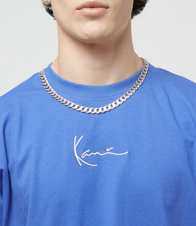 KARL KANI SMALL SIGNATURE ESSENTIAL TEE BLUE KM-TE011-091-20 - KARL KANI