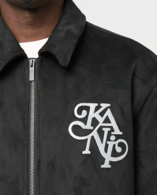 KARL KANI LEGACY FAUX SUEDE BOWLING JACKET BLACK KM254-037-1 - KARL KANI
