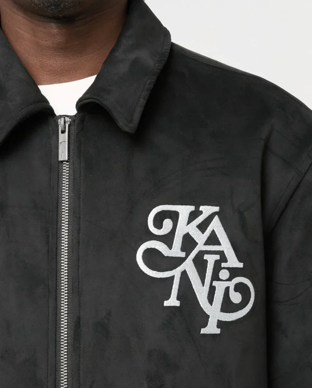 KARL KANI LEGACY FAUX SUEDE BOWLING JACKET BLACK KM254-037-1 - KARL KANI