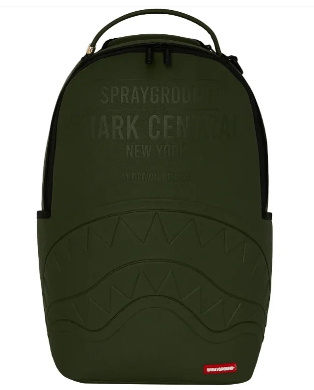 SPRAYGROUND SHARK CENTRAL EMBOSSED GREEN NYLON BACKPACK B9628 46 x 15 x 29 cm