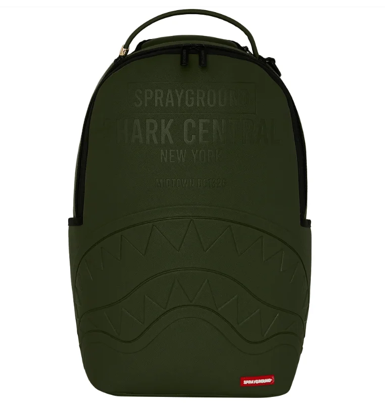 SPRAYGROUND SHARK CENTRAL EMBOSSED GREEN NYLON BACKPACK B9628 46 x 15 x 29 cm