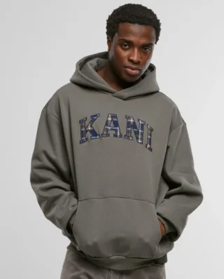 KARL KANI SERIF CHECK OS HOODIE GREY KM254-009-2