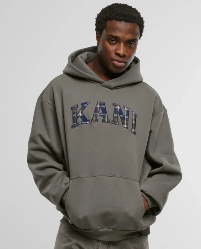 KARL KANI SERIF CHECK OS HOODIE GREY KM254-009-2