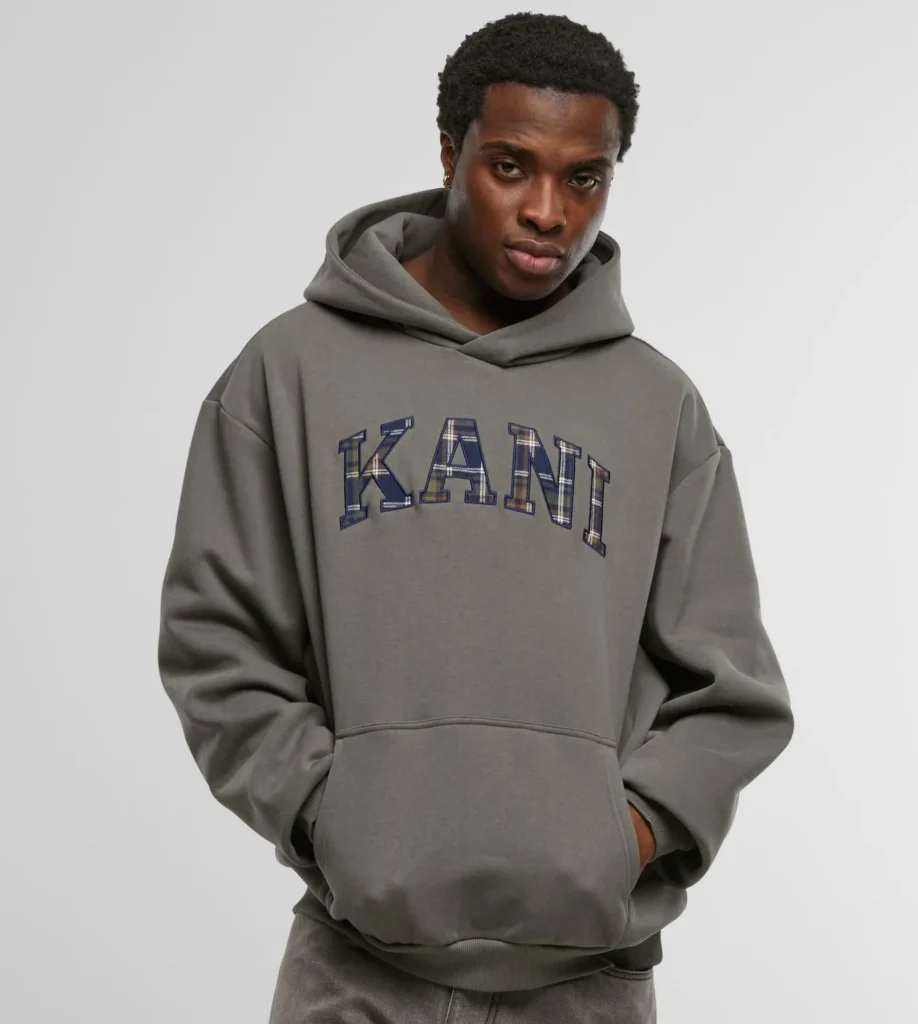 KARL KANI SERIF CHECK OS HOODIE GREY KM254-009-2