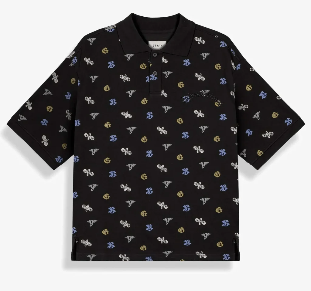 GRIMEY CHIEF WATCHER ALL OVER PRINT POLO SHIRT BLACK GAPLS784-BLK