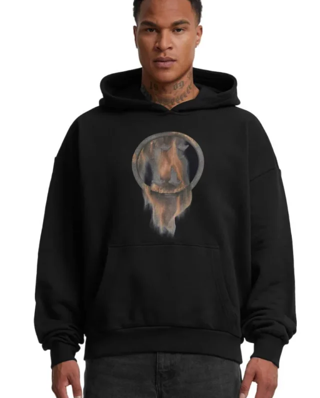 Forgotten Faces Sands Of Time Ultra Heavy Cotton Box Oversized Hoodie Black FOF0102-00007