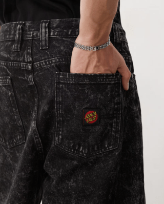 Santa Cruz Big Shorts Black Acid Wash SCA-SHR-5437 - SANTA CRUZ